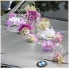 Versiering set voor bruiloft auto in wit en lila
