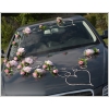 Decoratie voor trouwauto roze rozen