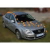 Oranje rozen witte harten versiering trouwauto DEK1550