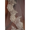 Sluier afgewerkt met geborduurd chiffon band - antiek goud W1081b