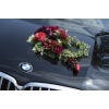 Trouwauto decoratie Bloemenhart in rood-bordeauxtinten