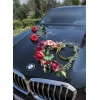Trouwauto versiering in rood-bordeauxtinte Bloemenhart