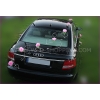 Trouwauto versiering kit verbleken roze rozen en hart DEC1060