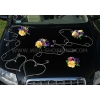 Violet-geel-bordeaux rozen Versiering trouwauto