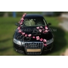 Trouwauto versiering roze magnolias en orchideeën DEK1704