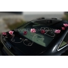Trouwauto versiering roze magnolias en orchideeën DEK1704