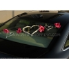 Auto donker roze orchideeën en hart DEK1401