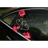 Auto donker roze orchideeën en hart DEK1401