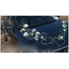 Witte rozen trouwauto decoratieset