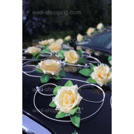Bruidsauto versiering goudgeel rozen