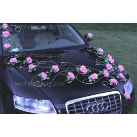Bruidsauto versiering Mauve rozen