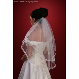 Bruidssluier afgewerkt met chiffon band - 80 cm