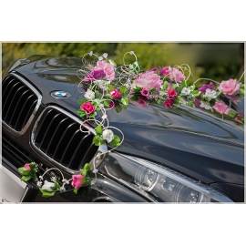 Bruiloft Bloemen Roze Wit Trouw Auto Decoratie