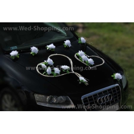 Bruidsauto versiering witte rozen
