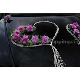 Bruidsauto versiering mauve rozen
