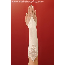 Lange Vingerloze Bruidshandschoenen met decoratie