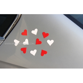 Magneet hartjes voor trouwauto rood