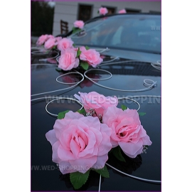 Trouwauto versiering kit verbleken roze rozen en hart