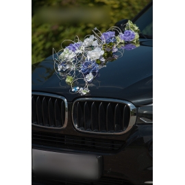 Decoratie kit voor trouwauto bloemen en riet