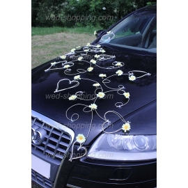 Trouwauto versiering gele margrieten