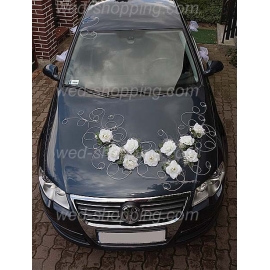 Trouwauto versiering witte rozen