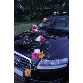 Versiering trouwauto Wit - Oranje - Bourgogne