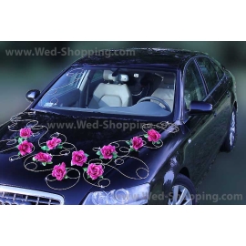 Bruidsauto versieren Bourgogne rozen