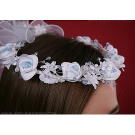 witte en blauwe communiekrans