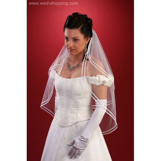 Bruidssluier tweelaags met dubbel  band - 80 cm