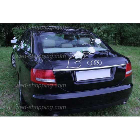 Auto versieren Witte rozen en hart DEK1012