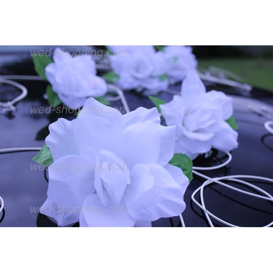 Auto versieren Witte rozen en hart DEK1012