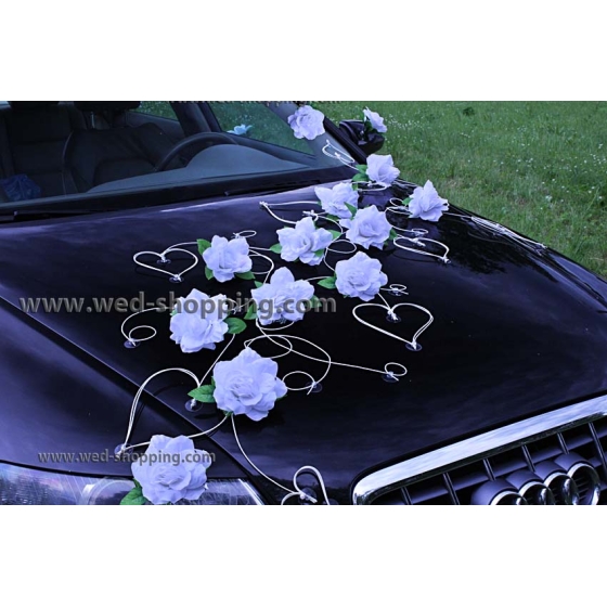 Decoratie - auto versieren ivoor rozen en hart DEK1015