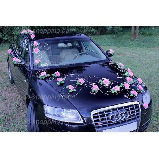 Auto versiering Mauve rozen DEK1026