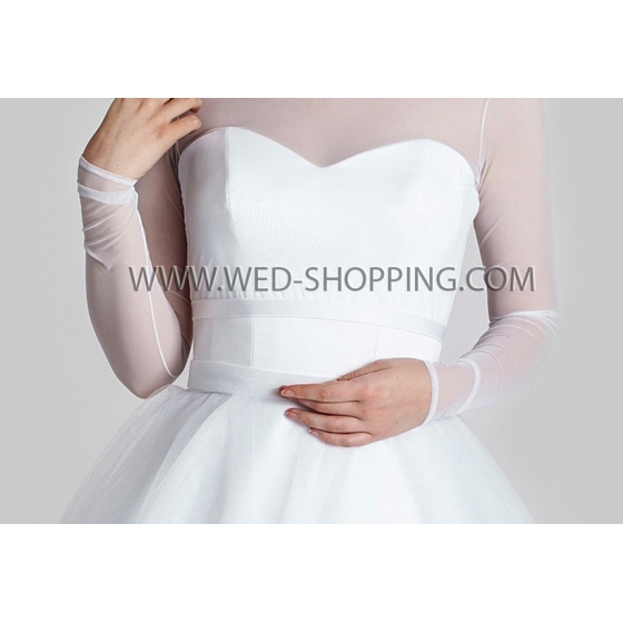Bruidsbolero strech tule knoopsluiting op de rug E1605