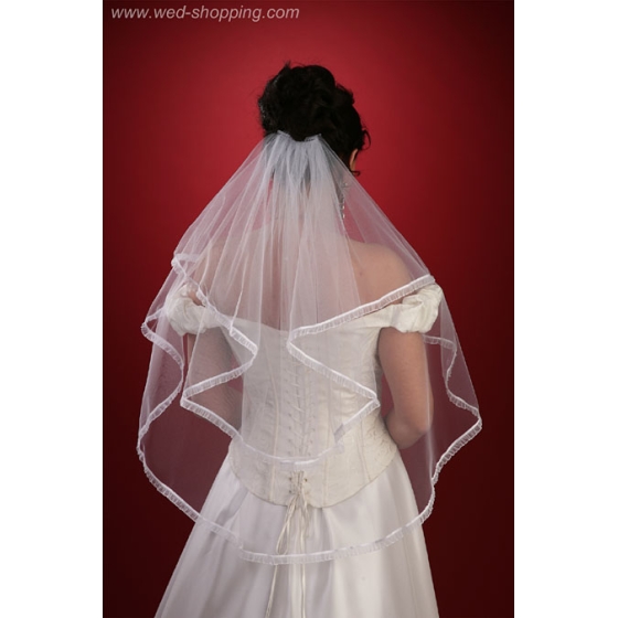 Sluier afgewerkt met chiffon band - 80 cm W1083