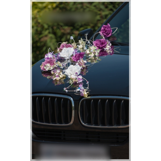 Bruiloft Auto Versiering Set Maia Wit Lila Ivoor