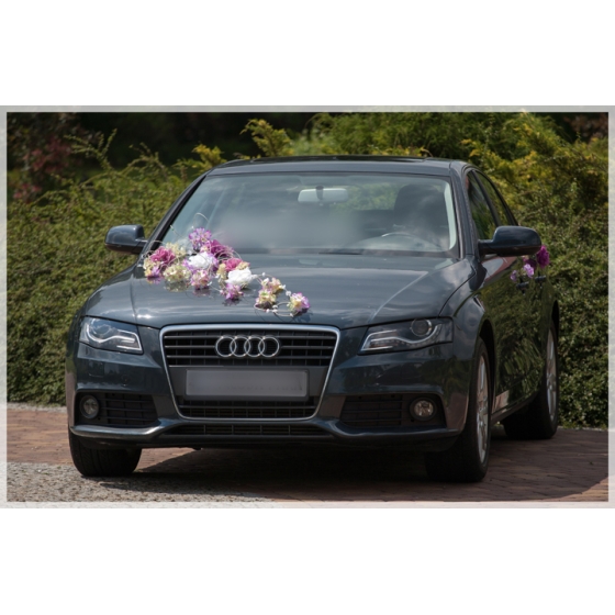 Bruiloft Auto Versiering Set Maia Wit Lila Ivoor