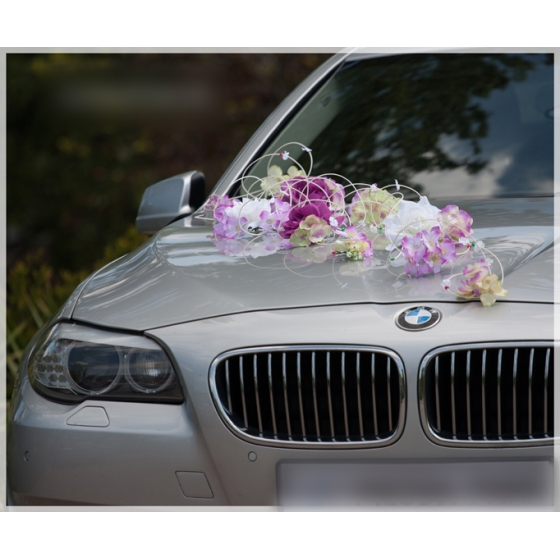 Bruiloft Auto Versiering Set Maia Wit Lila Ivoor