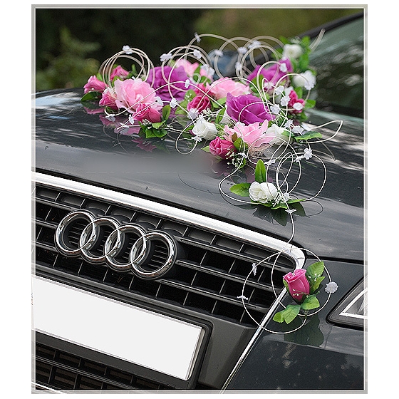 Bruiloft Bloemen Roze Wit Trouw Auto Decoratie