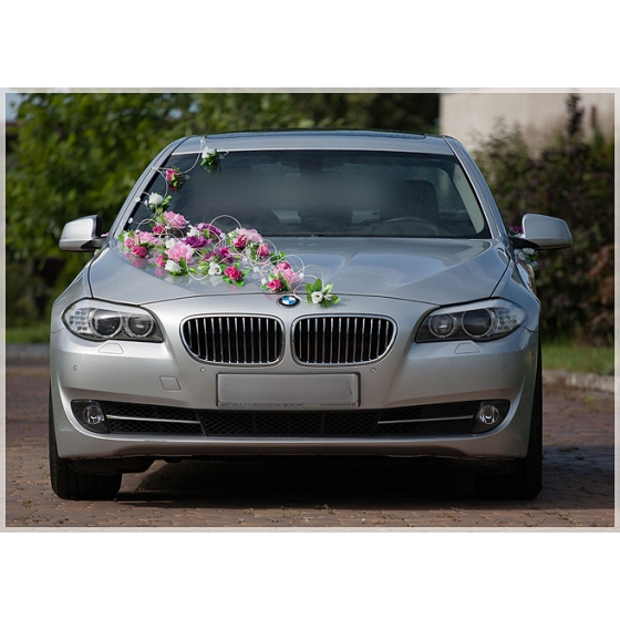 Bruiloft Bloemen Roze Wit Trouw Auto Decoratie