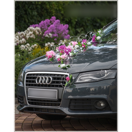 Bruiloft Bloemen Roze Wit Trouw Auto Decoratie