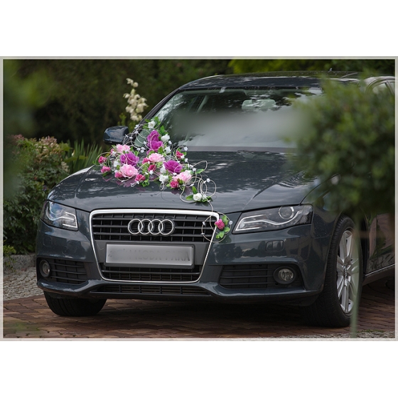 Bruiloft Bloemen Roze Wit Trouw Auto Decoratie