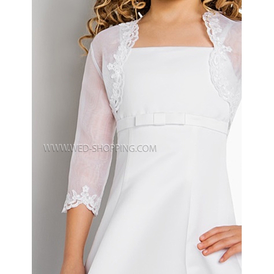 Bloemenmeisje bolero jasje lange mouwen organza kant P052B