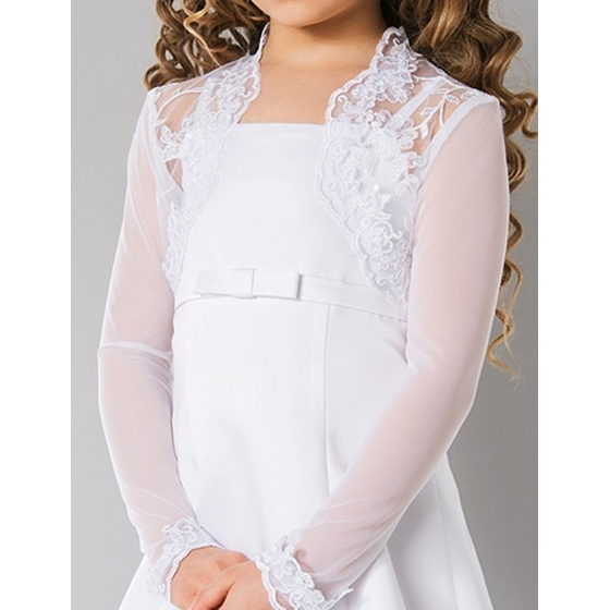 Communion Boléro dentelle tulle manches longues