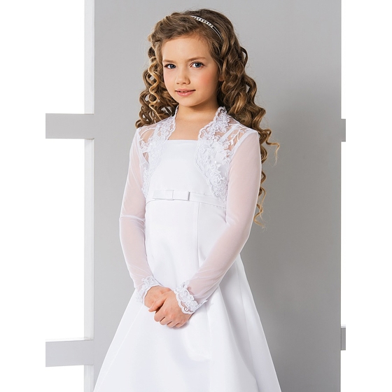 Communion Boléro dentelle tulle manches longues