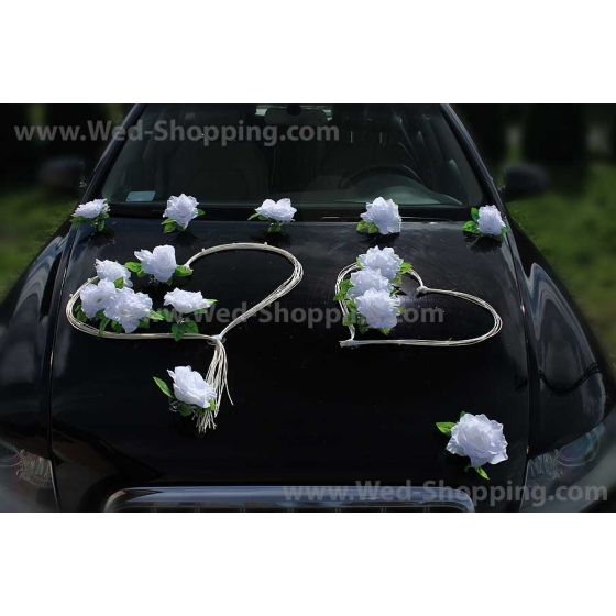 Auto versiering witte rozen DEK1044