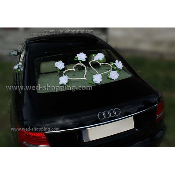 Auto versiering witte rozen DEK1044