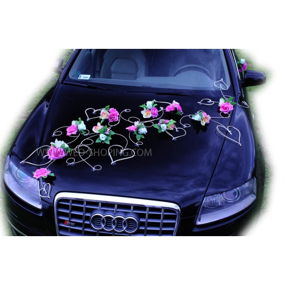 Décoration de voiture de mariage Fleurs avec Ventouses