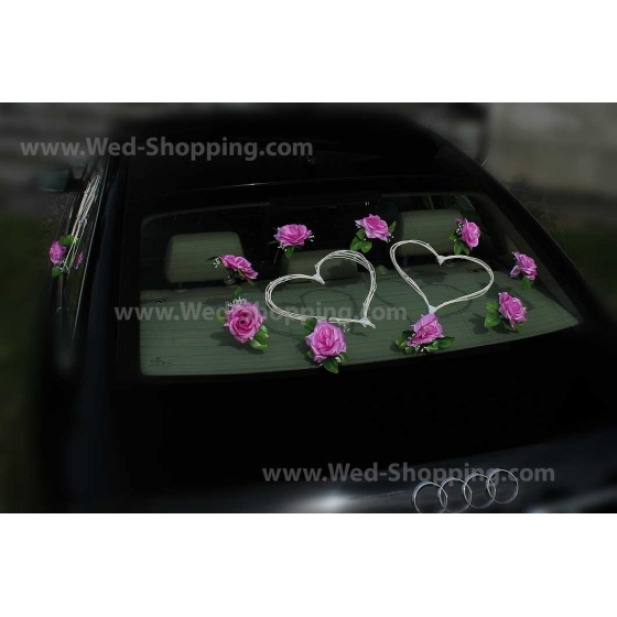 Auto versiering mauve rozen DEK1042