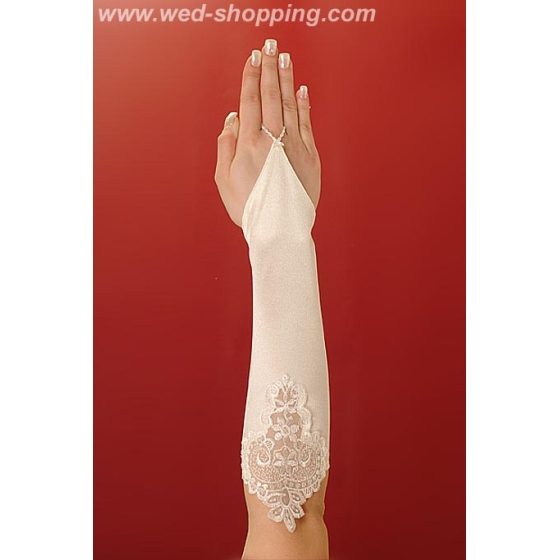 Lange Vingerloze Bruidshandschoenen met decoratie